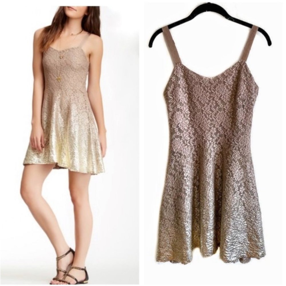 Free people lace/ombre foil dress